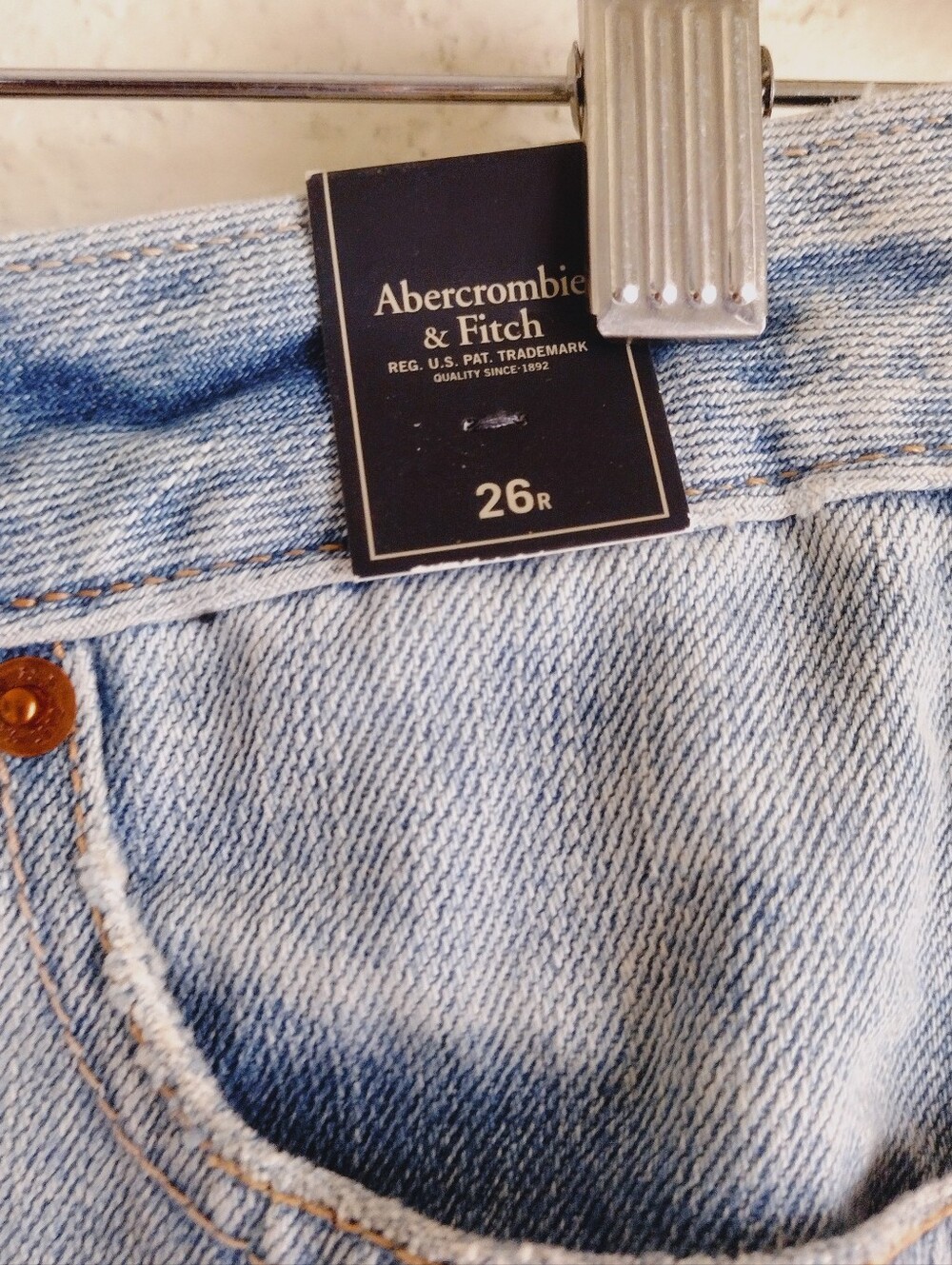 Abercrombie & Fitch Light Blue Distressed Denim Mini Skirt with Floral Appliqué - Picture 4 of 6